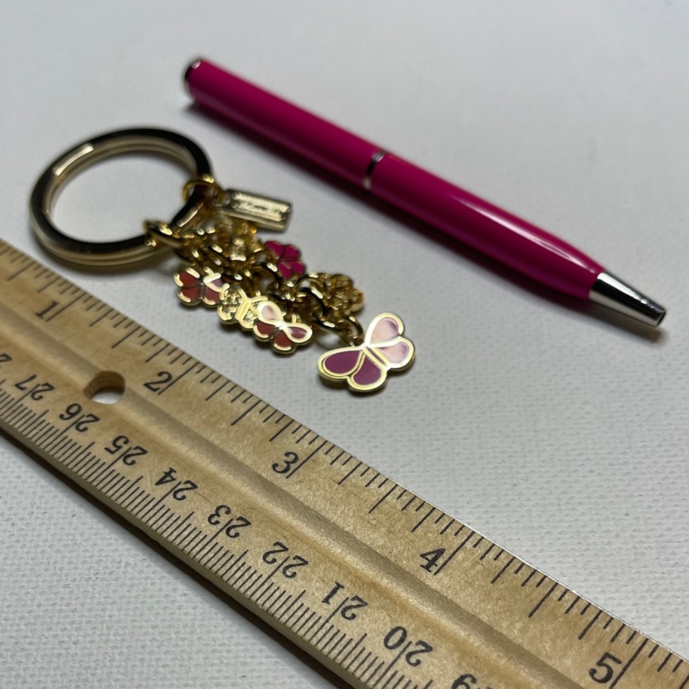 Coach Butterfly Pink and Orange Keychain and Pink Coach Pen - Picture 3 of 6
